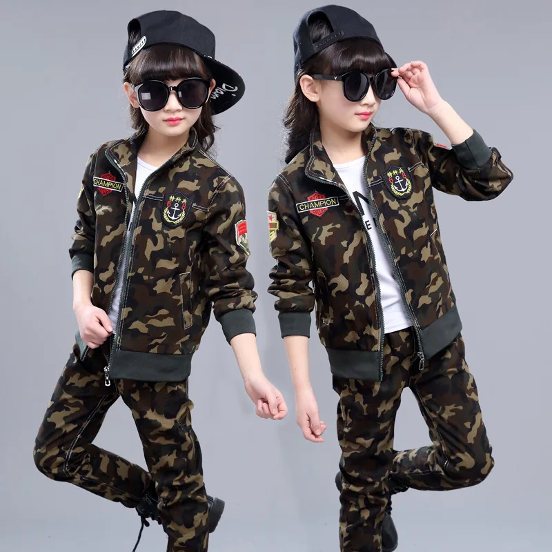 

Children Camouflage Set Childrenswear 2018 New Style Men And Women Children Special Forces Sports Spring And Autumn Camouflage T