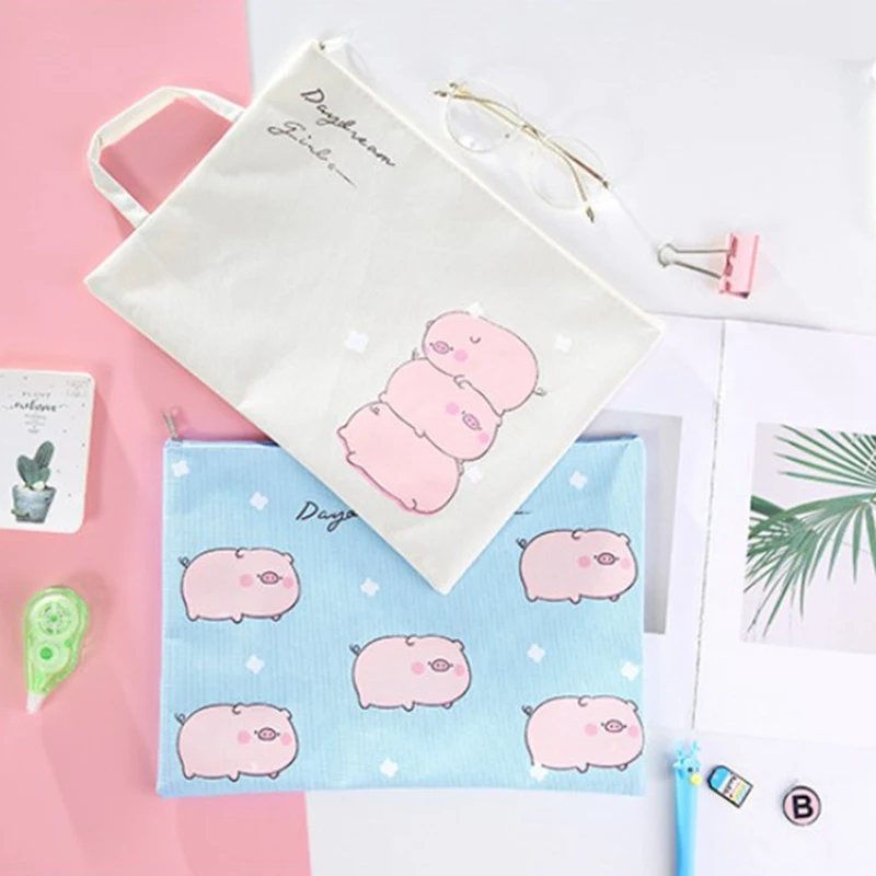 1 шт. A4 Сумка для документов Милая свинка папка сумка Kawaii большой емкости Ткань Оксфорд Высокое качество документы Папка Подарки для студентов