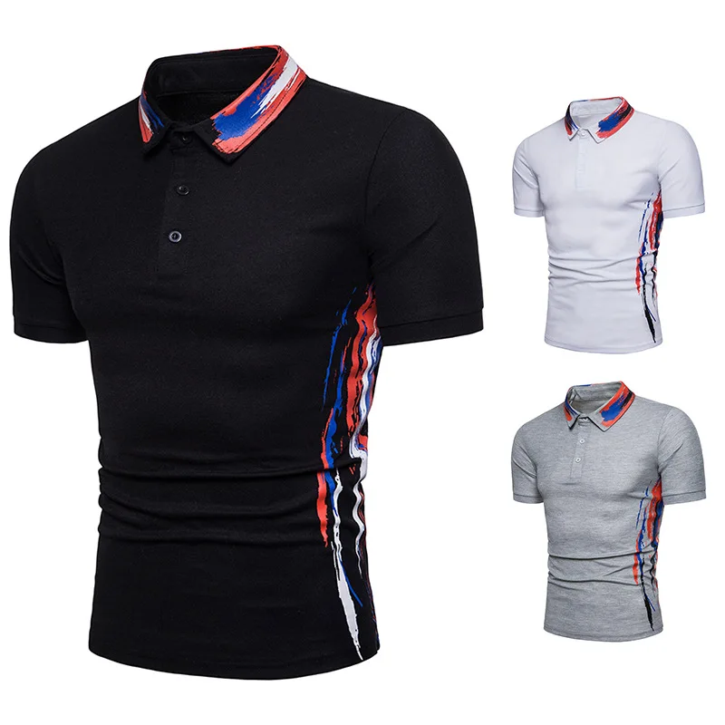 Летние мужские поло высокого качества хлопковые рубашки поло с принтом мужские с коротким рукавом тонкие деловые повседневные подходящие Топы