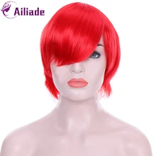 AILIADE термостойкие синтетические волосы прямые короткие красные косплей парик Хэллоуин костюм вечерние парики