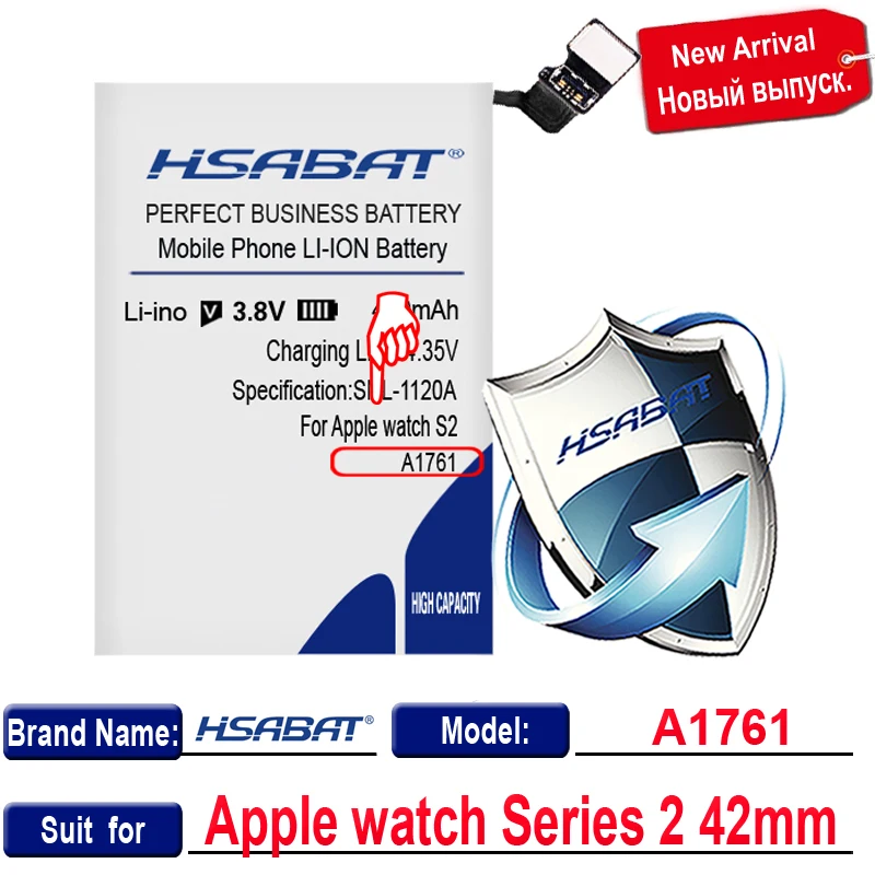 HSABAT Батарея 460 мА-ч для наручных часов Apple watch, Series1 Series2 Series 1 Series 2 38 мм 42 мм A1578 A1760 A1761 A1579 Battteries - Цвет: for Series 2 42mm