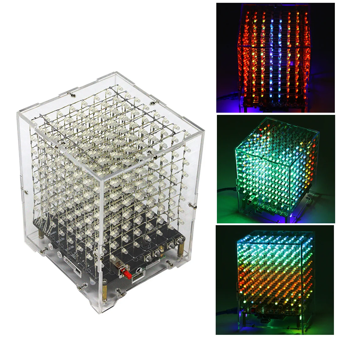 Kit de cubo de luz con Bluetooth, piezas electrónicas a granel para soldadura, bricolaje, con bocina, Control remoto, cambio de siete colores