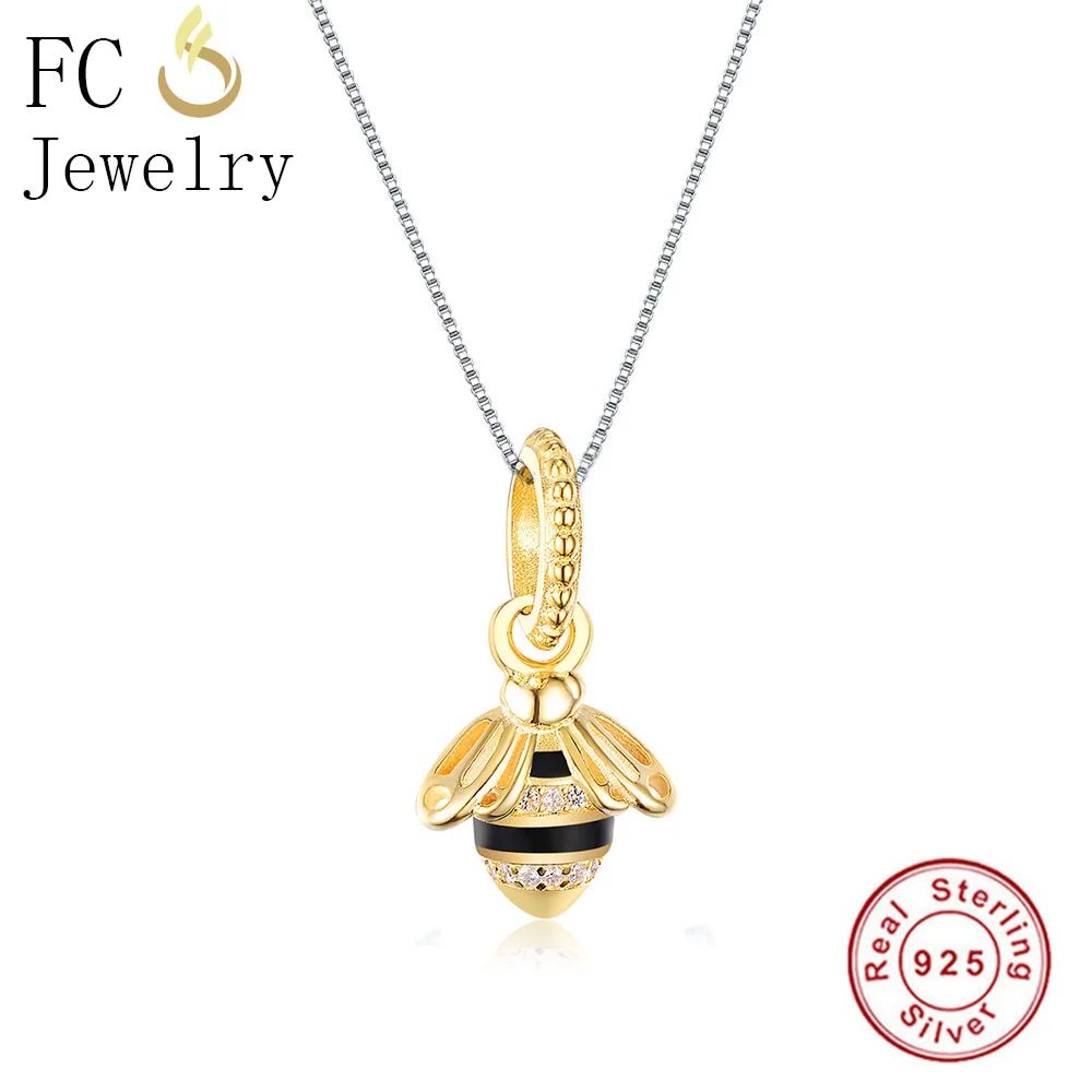 FC Jewelry 925 Sterling Silver Animal Gold Color Bee Link Chain Ethnic Necklaces &amp Pendants Choker For Women Men Trendy 2018 | Украшения