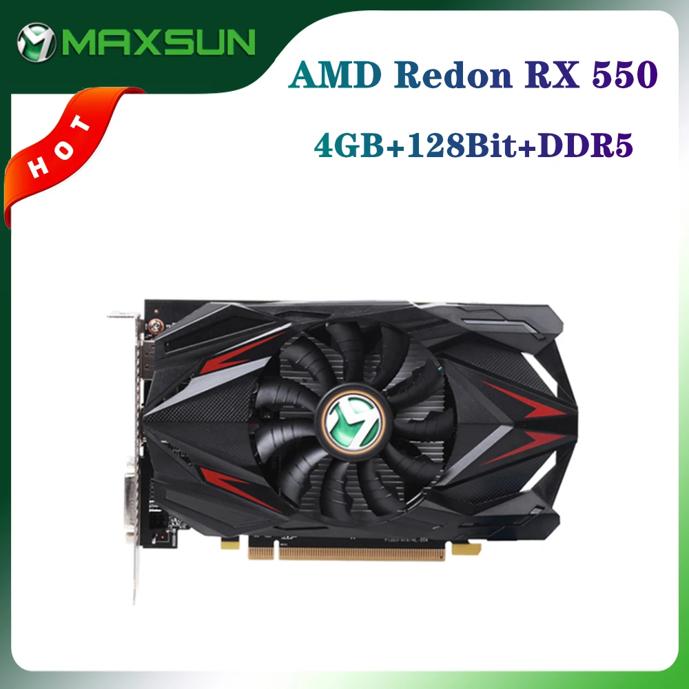 best graphics card for gaming pc MAXSUN Full New AMD GPU Radeon RX 550 4G GDDR5 14nm Computer PC Gaming Video Cards HDMI-compatible+DP+DVI 128Bit Graphics Card best graphics card for gaming pc Graphics Cards