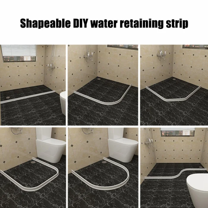 Shower Door Dam Water Stopper Collapsible Shower Threshold Water Barrier for Bathroom Kitchen PI669