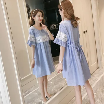 

Summer pregnancy clothes dress maternity gowns maternity lace dress stripes pregnancy korean style
