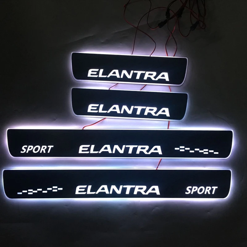 

For Elantra Door Dynamic LED Lamp Sill Scuff Plate Welcome Pedal Car Styling Twinkle door sills lighting For Hyundai Elantra