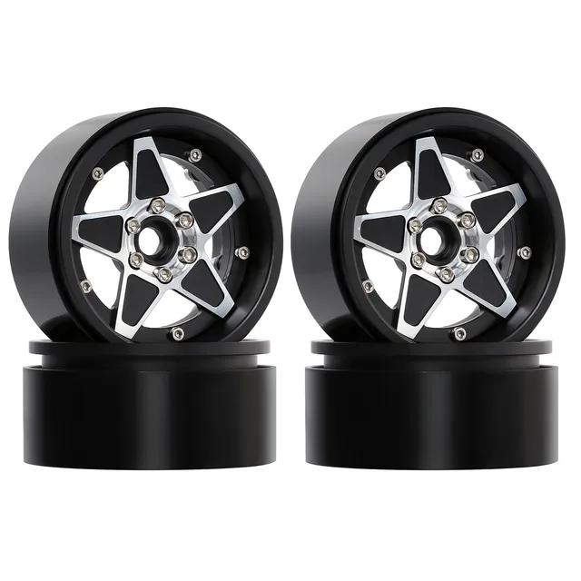 INJORA 4PCS 2.2" Metal Beadlock Five-pointed Star Wheel Hub Rim for RC Crawler Car Traxxas TRX4 TRX6 Axial SCX10 RR10 Wraith