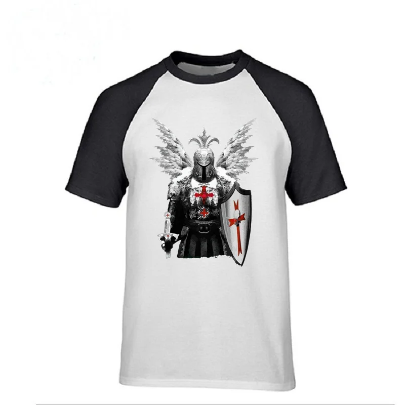 

mens short sleeve T Shirt Knights Templar T-Shirt youth boy Tops Tee Men Fitness basic cotton T Shirt Manly Warrior t shirts