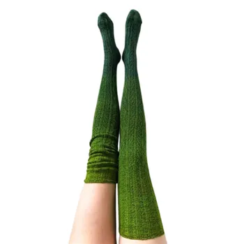 

Women Knitted Stockings Fashion Stylish Autumn Winter Gradient Color Long Tube Socks Woolen Over Knee Thigh High Stocking Ladies