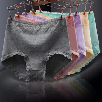 

R1 Fashion Cotton Panties For Women Girls Underwear Sexy Lace Panty Breathable High waist Lingerie Physiological Panties M L XL