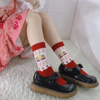 

Japanese Lolita girl illustration doodle socks cartoon cute little girl strawberry socks college girl tube socks Harajuku girl