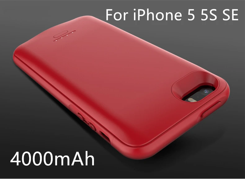 Чехол для аккумулятора 4000 мАч для iPhone SE 5 5S, внешний аккумулятор для зарядки, внешний аккумулятор, чехол для iPhone 5 6 7 8 X XS MAX, чехол для зарядного устройства s - Цвет: For iPhone 5  5S SE