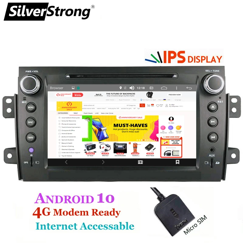 SilverStrong 2Din Android10.0 автомобильный DVD для SUZUKI SX4 Mp3 аудио FIAT Sedici навигация GPS Suzuki стерео