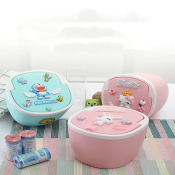 

Hello kitty desktop trash can Doraemon cute elastic cover home mini press bedroom garbage can office desk trash can rubbish bin