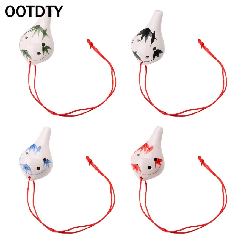 OOTDTY Professional 6 Hole Ocarina Ceramic Alto AC Key Flute Musical Instrument