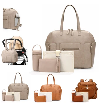 

Fashion PU Mummy Backpack Maternity Nappy Bag Travel Backpack Multi-function Waterproof Outdoor Diaper Bags Stroller Organize