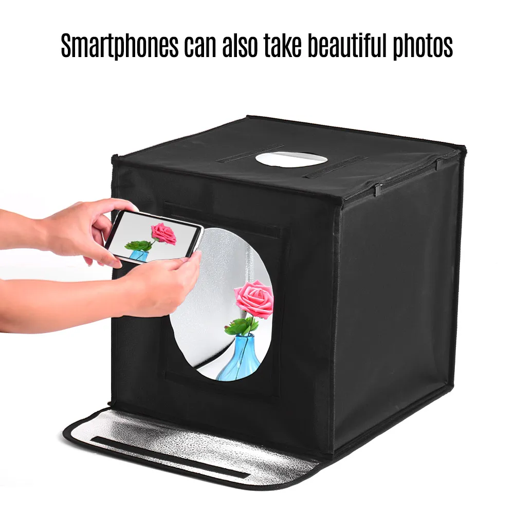 

Portable Foldable Photo Studio Shooting Tent kit Photo Box Adjustable Brightness Photography Light Box with 84 LED Light UK Plug