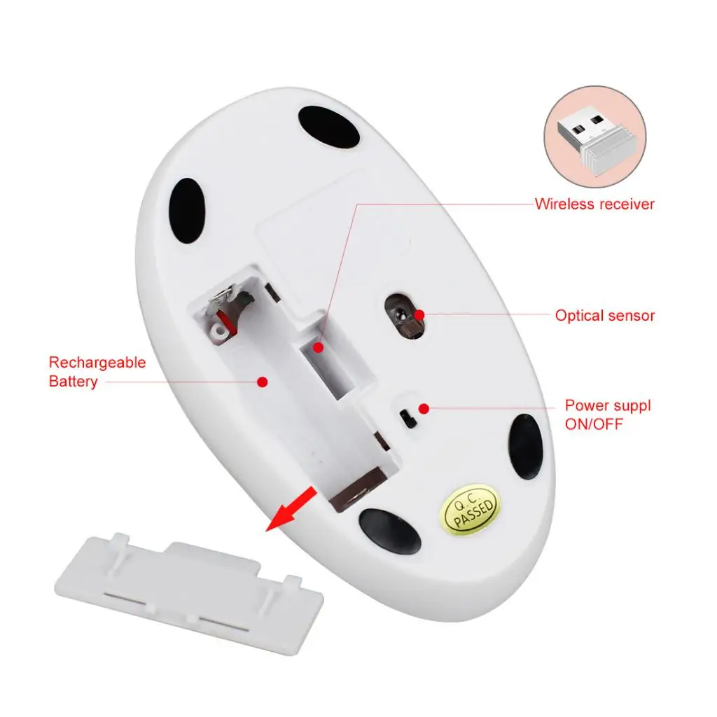 Adjustable 2000DPI USB Wireless Mouse USB 2.0 Receiver Optical Computer Mouse 2.4GHz Ergonomic Mice For Laptop PC Silent Mouse