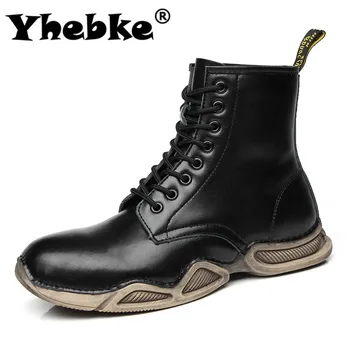 

Yhebke Men's Winter Boots Casual Snow Shoes Waterproof Comfortable Fashion Male Sneakers Genuine Leather Warm Plush Riding Botas
