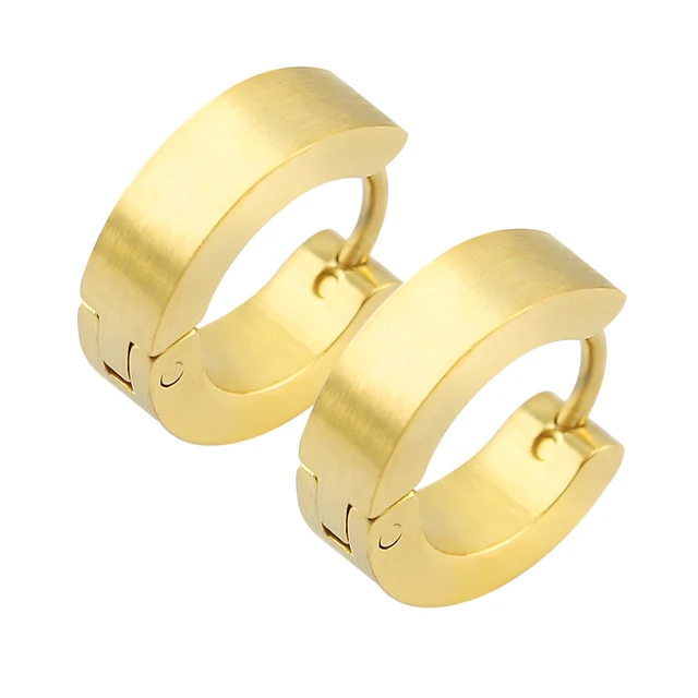 Stainless Steel Hoop Earrings for Women Men Black Rose Gold Plated Circle Round Earring Geometric Classic Cartilage Earrings EH355 Gold