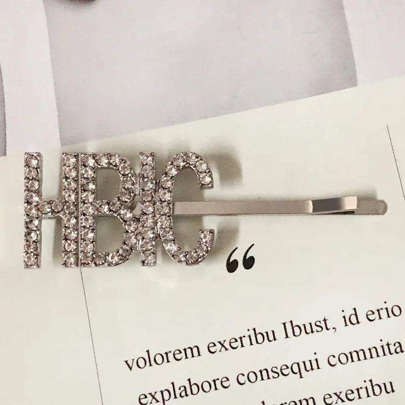 HBIC Silver 1 шт., заколки для волос с кристаллами и буквами, стразы, заколки для волос, заколки для волос, инструменты для укладки волос, аксессуары, ювелирный подарок - Цвет: HBIC Silver