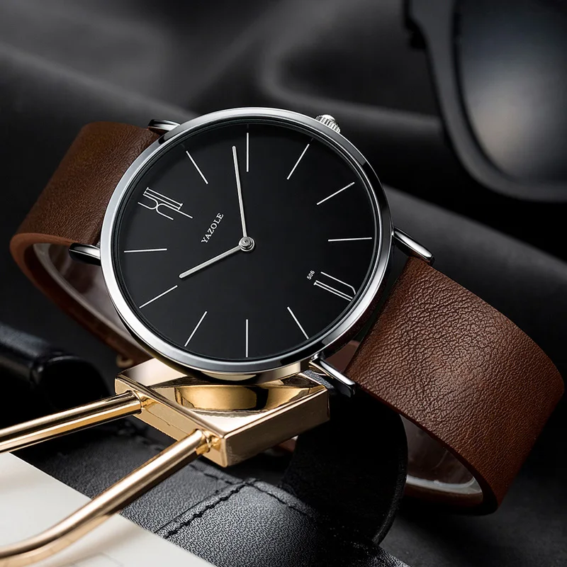 New Men's Watch Minimalist Modern Creative Quartz Watch For Men UltraThin Leather Casual Male Wristwatch Clock Relogio Masculino