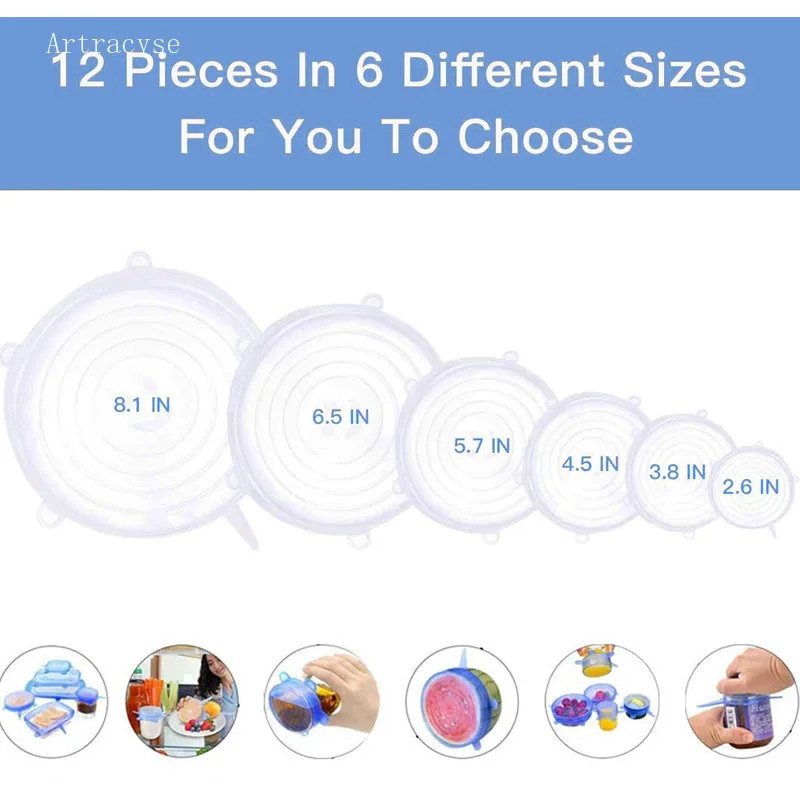 Silicone Cover Stretch Lids Reusable Airtight Food Wrap Cover Keeping Fresh Seal Bowl Stretchy Wrap Kitchen Cookware 3PCS silicone covers silicone pot lid