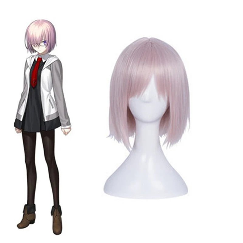 Аниме Fate / Grand Order парик для косплея Mash Kyrielight Бесплатный Полный комплект с очками