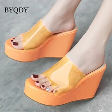 BYQDY Women Platform High Heel Sandals PVC Plastic Jelly Sandals 2020 Summer Ladies Sandals Melissa Female Party Beach Shoes