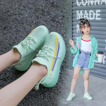 

New Kids Sneakers For Boys Girls Soft Bottom Flying Woven Mesh Breathable Kids Shoes for Girls Soft Bottom Children Sports Shoes