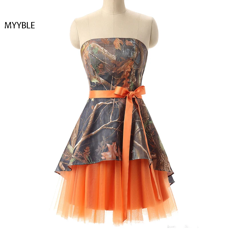 MYYBLE Vestidos de dama de Honor de camuflaje naranja talla grande vestido de fiesta de boda vestido de dama de Honor