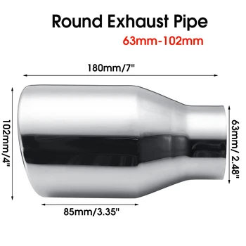 

Car 63-101mm Exhaust Muffler Pipe Single/Dual Wall Exhaust Tip Stainless Steel Round Rear Pipe Tail Tube