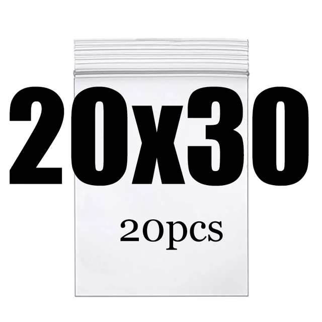 Thick Clear Zip Lock Ziplock Storage Bags Heavy-Duty Transparent Plastic Zip Package Small Jewelry Packing Reclosable Poly Bag 20x30CM 20pcs