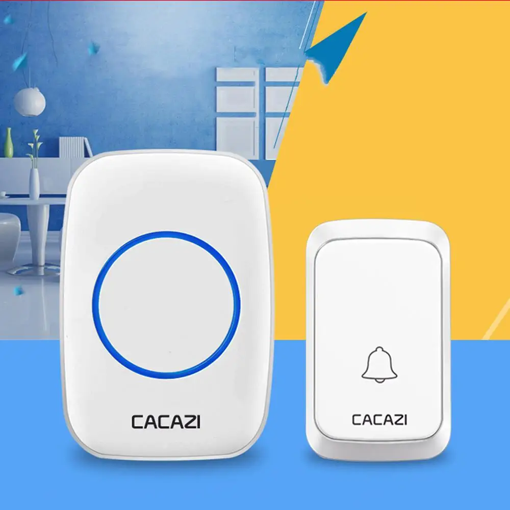

CACAZI Smart Wireless Doorbell 1 Receiver 1 Transmitter 300M Remote Control LED Indicator Wireless Waterproof Doorbell EU Plug