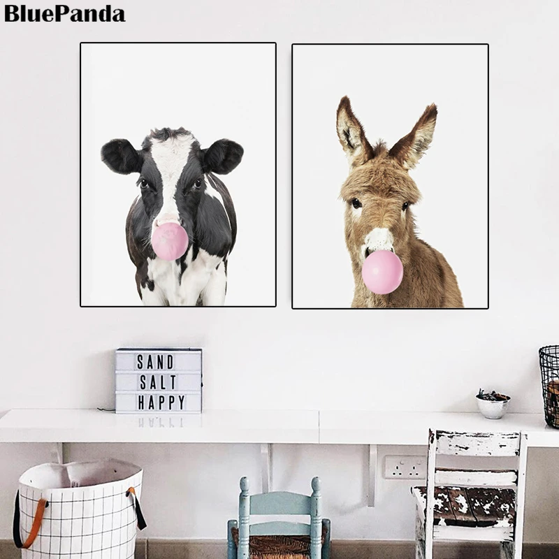 

Donkey Dog Cow Pig Sheep Animal Nordic Wall Minimalist Art Kid Canvas Painting Print Decorative Picture Children Room Home Decor