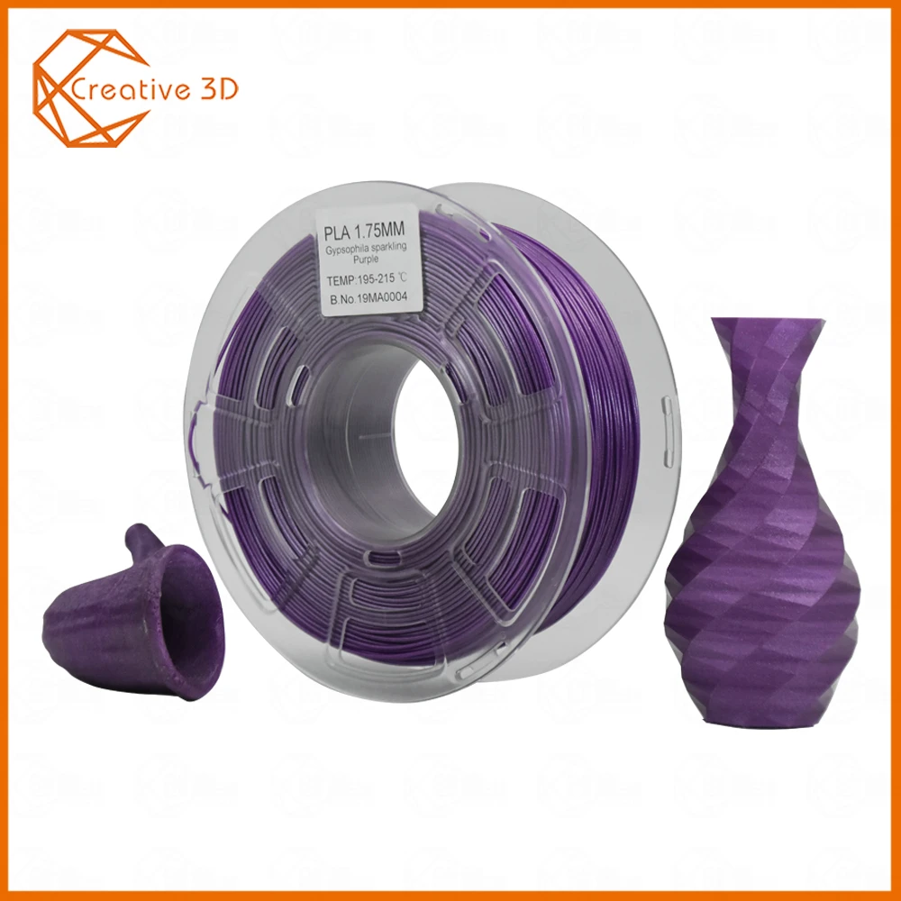 

Creative3D 2019 Best New sparkling glitter filament PLA 3D Printer Filament 1.75mm 1kg Sparkling Black/Purple/Blue