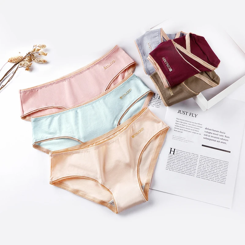Women's Underpants Sexy Female Underwear Mid Rise Fashion Cotton Briefs Plus Size Womens Solid Color Dropshipping | Женская одежда