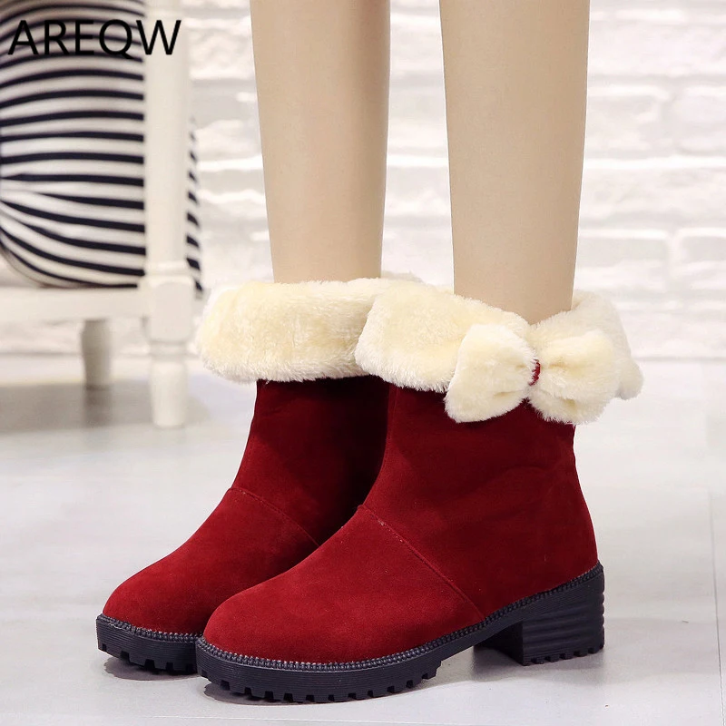 

2019 Women Warm Ankle Boots Faux Fur Winter Fashion Boots Flat with Light Autumn and Winter Warm Footwear Shoes Booten