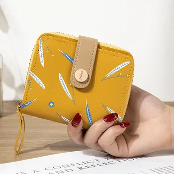

Fashion Ladies Wallet 2020 New Feather Solid Color Small Wallet Short Coin Purse Student Multi-function Card Holder Women Purses