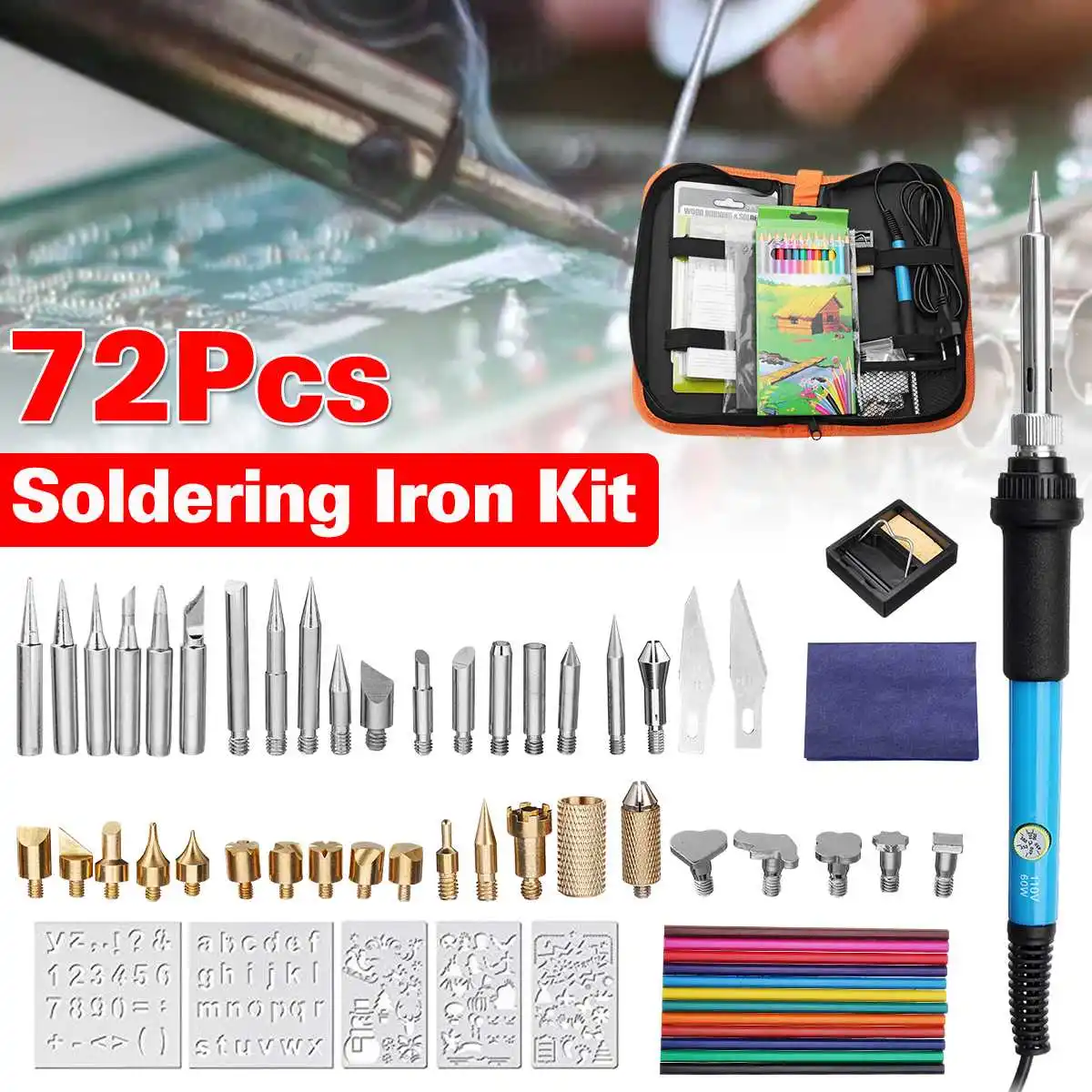 

72PSC Electric Soldering Irons 110V 220V 60W Soldering Iron Kit Electric Iron Set Soldering Station Electric Soldering Irons