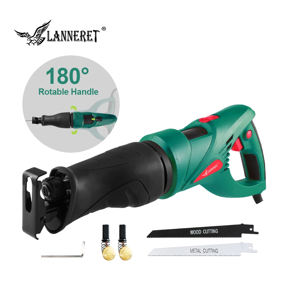 Goede Lanneret 900W Elektrische Zaag Reciprozaag Multifunctionele Sabel Hand Saw Met Roterende Handvat Voor Hout En Metaal Snijden