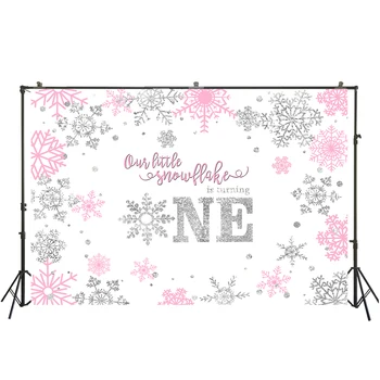

HUAYI Photography Backdrops Baby Shower child 1st birthday party decor banner snowflake frozen photobooth background W-3882