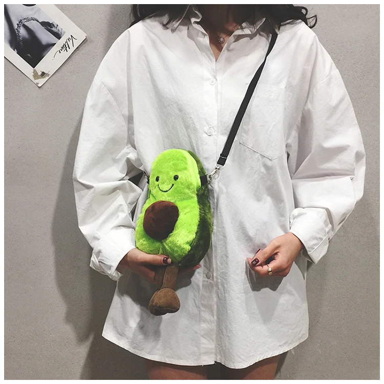 Avocado Cartoon Lovely Style Plush Cute Stuffed Kawaii Fruit Toys Stuffed Baby Shoulder Bag Toys Birthday Surprises Gifts