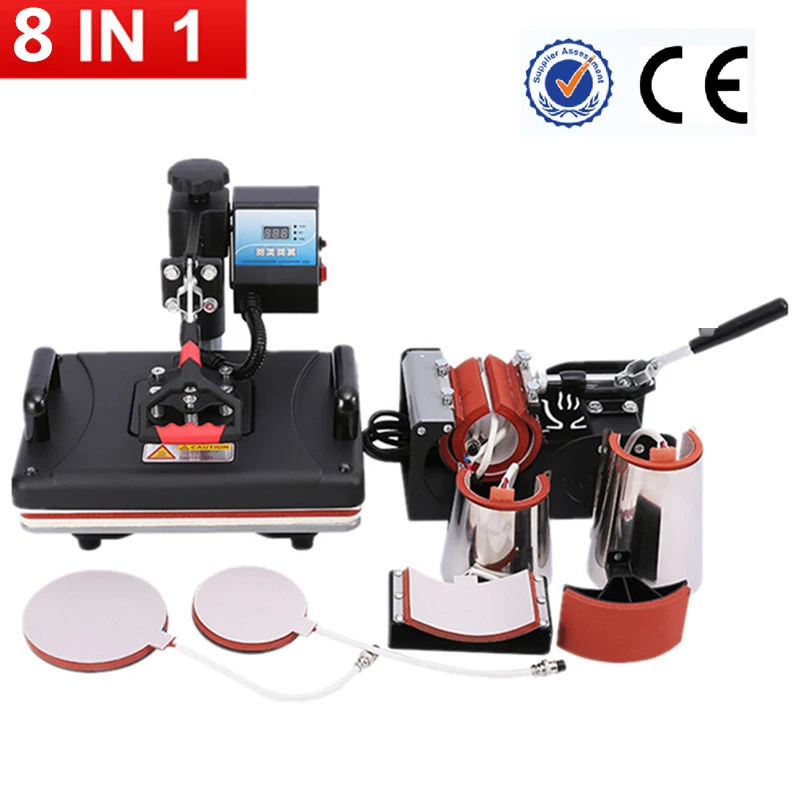 8 In 1 Heat Press Machine  Digital Sublimation for T-Shirt Mug Plate Hat Printer 