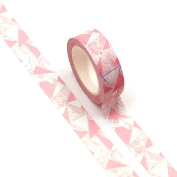 

1PC 15MM*10M Gold Foil Colorful Triangle Designs Washi Tape Wide Sticky Adhesive Tape Scrapbooking Album DIY Decorative Tape