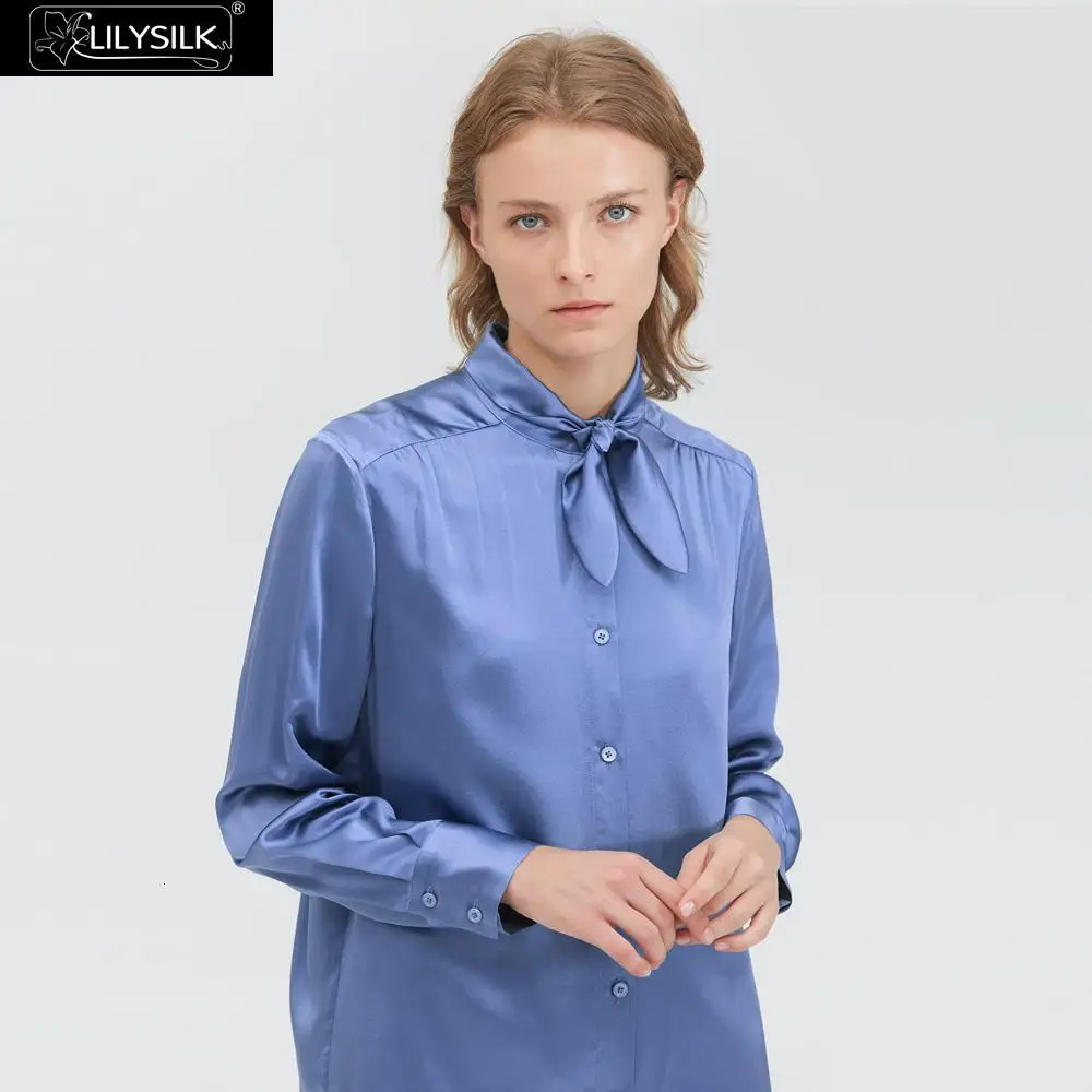 LilySilk Silk Blouse Romantic Tie Neck Women NEW Free Shipping