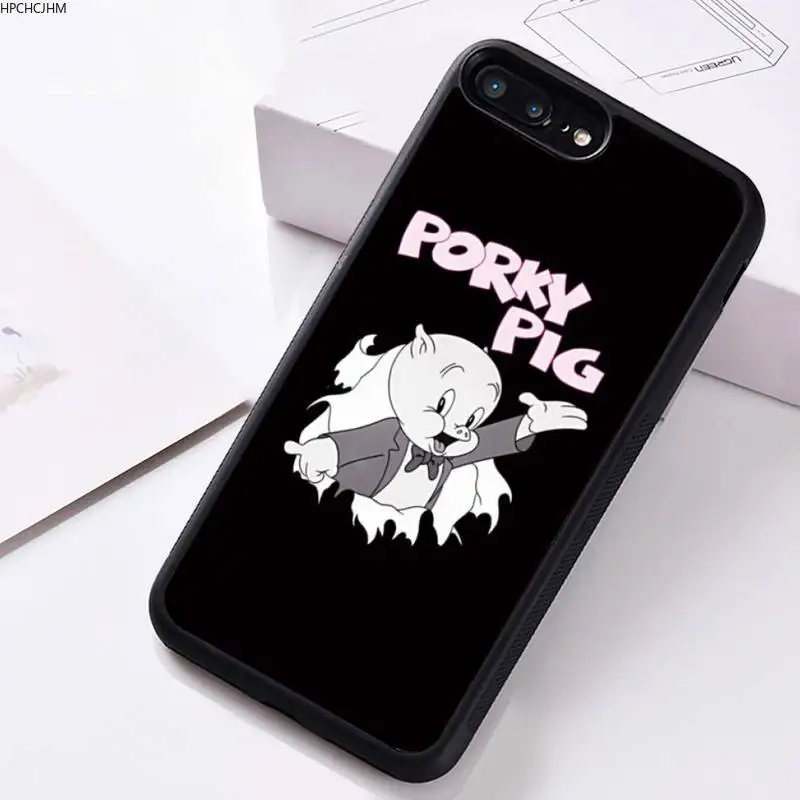 

Cute Porky Pig Phone Case Rubber for iPhone 12 pro max mini 11 pro XS MAX 8 7 6 6S Plus X 5S SE 2020 XR case