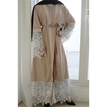 

Women Kimono Long Lace Abaya Dubai Bangladesh Hijab Muslim Dress Caftan Elbise Turkish Islamic Clothing Plus Size 5XL Open Abaya