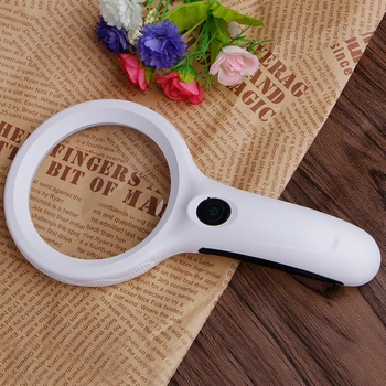 

10X Handheld Magnifier Magnifying Glass Lens Loupe 8 LED Light With Money Detect